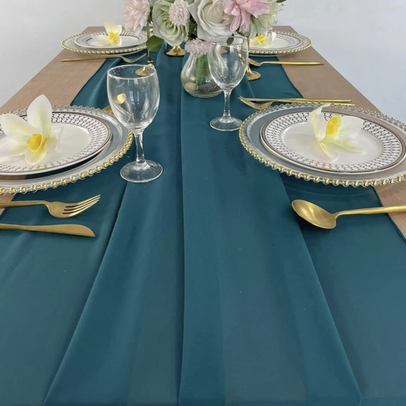 Chiffon Table Runners - Dark Teal 10pk - Picture 2 of 6